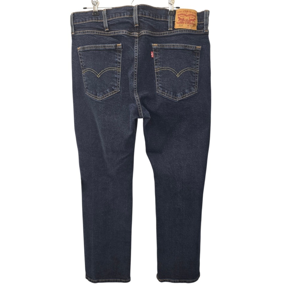 Men's Blue Jeans 38x30 Levi's 514 Regular Fit Straight Leg Blue Levi's Flex - Picture 3 of 8